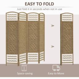 NESTLUNE 4 Panel Folding Room Divider, Freestanding Privacy Screen in Natural - thumbnail 5