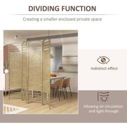 NESTLUNE 4 Panel Folding Room Divider, Freestanding Privacy Screen in Natural - thumbnail 4