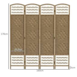 NESTLUNE 4 Panel Folding Room Divider, Freestanding Privacy Screen in Natural - thumbnail 2