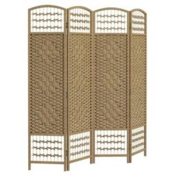 NESTLUNE 4 Panel Folding Room Divider, Freestanding Privacy Screen in Natural - thumbnail 1