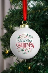 Personalised Memento Company Personalised Believe in Christmas Bauble in White - thumbnail 4