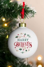 Personalised Memento Company Personalised Believe in Christmas Bauble in White - thumbnail 3