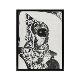 "Artery8 Masked Woman with Cape Samuel J De Mesquita Framed Canvas Wall Art in White - Size: W18"" x H24""" - thumbnail 1