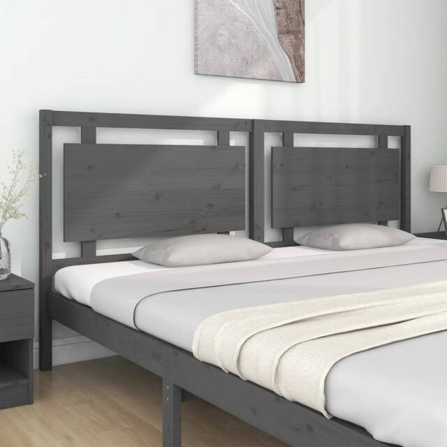 Berkfield Home Beautiful Bed Headboard Grey 205.5x4x100 cm Solid Pine Wood - image 1