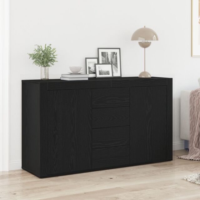 Berkfield Home Sideboard Black oak Engineered wood 120 x 36 x 69 cm Storage in Charcoal - image 1