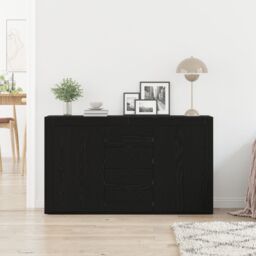 Berkfield Home Sideboard Black oak Engineered wood 120 x 36 x 69 cm Storage in Charcoal - thumbnail 4