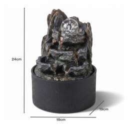 Spector Tabletop Water Fountain with Rotating Glass Ball Resin Grey in Brown - thumbnail 4