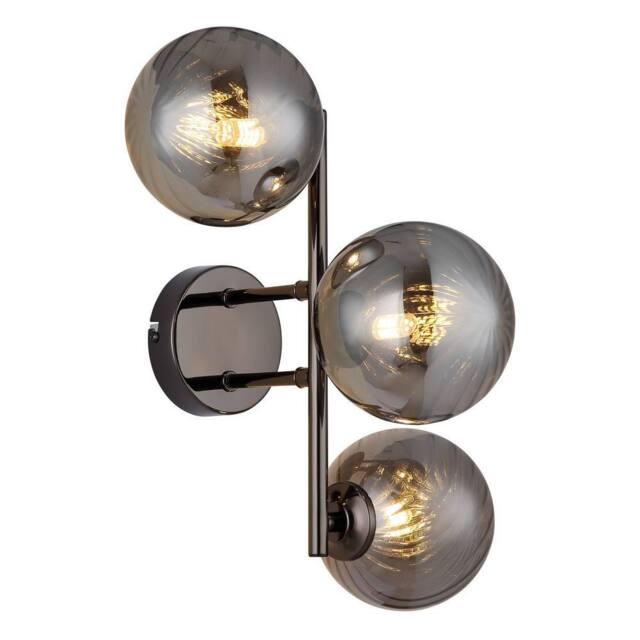 Netlighting Conor Globe Wall Lights Gunmetal Balls Smoke Glass Shade 3x G9 in Grey - image 1