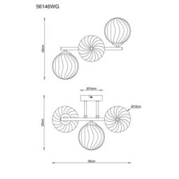Netlighting Conor Globe Wall Lights Gunmetal Balls Smoke Glass Shade 3x G9 in Grey - thumbnail 5