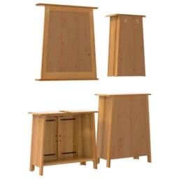Berkfield Home 4 Piece Bathroom Furniture Set Solid Wood Pine in Brown - thumbnail 7