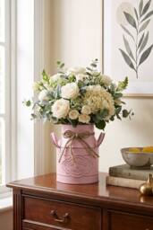 Living and Home Metal Retro Milk-Can Vase with Handles in Light Pink - thumbnail 2