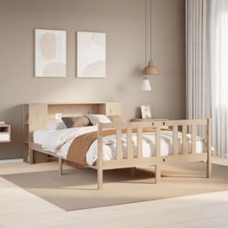 Berkfield Home Bookcase Bed without Mattress 135x190cm Solid Wood Pine in Brown - Size: 135x190 cm - thumbnail 1
