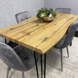 KOSY KOALA Wooden Dining Table & 4 Grey Velvet Chairs - Stylish Dining Room Furniture in Brown - thumbnail 5