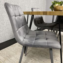 KOSY KOALA Wooden Dining Table & 4 Grey Velvet Chairs - Stylish Dining Room Furniture in Brown - thumbnail 3