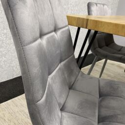 KOSY KOALA Wooden Dining Table & 4 Grey Velvet Chairs - Stylish Dining Room Furniture in Brown - thumbnail 4