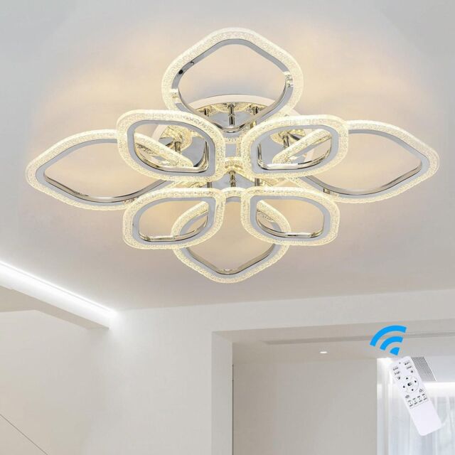 Garwarm 8-Head Modern Acrylic LED Ceiling Light Chandeliers with Remote in Clear - image 1