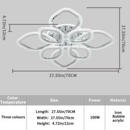 Garwarm 8-Head Modern Acrylic LED Ceiling Light Chandeliers with Remote in Clear - thumbnail 5