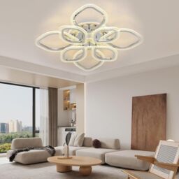 Garwarm 8-Head Modern Acrylic LED Ceiling Light Chandeliers with Remote in Clear - thumbnail 2