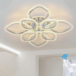 Garwarm 8-Head Modern Acrylic LED Ceiling Light Chandeliers with Remote in Clear - thumbnail 1