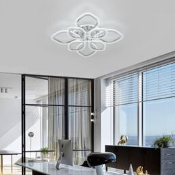 Garwarm 8-Head Modern Acrylic LED Ceiling Light Chandeliers with Remote in Clear - thumbnail 3