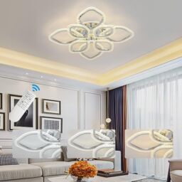 Garwarm 8-Head Modern Acrylic LED Ceiling Light Chandeliers with Remote in Clear - thumbnail 4