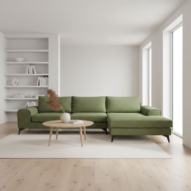 Abakus Direct Venice Corner Right Sofa with Deep Seats & Extra-wide Padded Arms in Dark Green - image 1