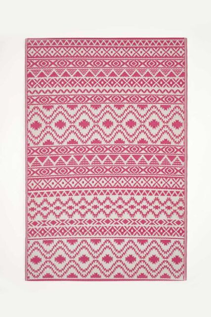 Homescapes Luxury Outdoor Rug Waterproof Reversible for Garden, Pink Tia Aztec - Size: 180 cm x 270 cm - image 1