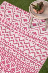 Homescapes Luxury Outdoor Rug Waterproof Reversible for Garden, Pink Tia Aztec - Size: 180 cm x 270 cm - thumbnail 2