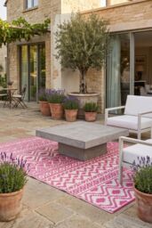 Homescapes Luxury Outdoor Rug Waterproof Reversible for Garden, Pink Tia Aztec - Size: 180 cm x 270 cm - thumbnail 8