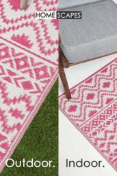 Homescapes Luxury Outdoor Rug Waterproof Reversible for Garden, Pink Tia Aztec - Size: 180 cm x 270 cm - thumbnail 5