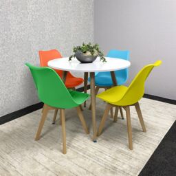 KOSY KOALA Wood Round Kitchen Dining Table Set & 4 Colourful Tulip Chairs - thumbnail 3
