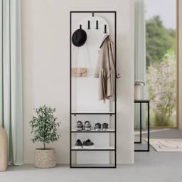 Havendro White Tall Slim Hallway Shoe Storage Coat Rack - thumbnail 3
