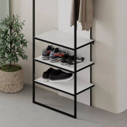 Havendro White Tall Slim Hallway Shoe Storage Coat Rack - thumbnail 4