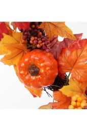 Living and Home Fall Wreath for Front Door Halloween Thanksgiving Decoration in Orange - thumbnail 5