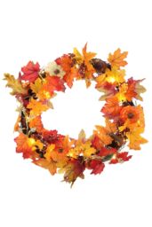 Living and Home Fall Wreath for Front Door Halloween Thanksgiving Decoration in Orange - thumbnail 4