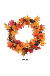 Living and Home Fall Wreath for Front Door Halloween Thanksgiving Decoration in Orange - thumbnail 6