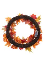 Living and Home Fall Wreath for Front Door Halloween Thanksgiving Decoration in Orange - thumbnail 2