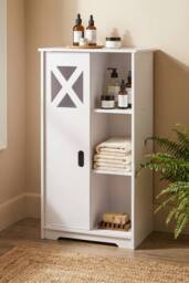 Living and Home Freestanding Bathroom Storage Cabin in White - thumbnail 1