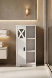 Living and Home Freestanding Bathroom Storage Cabin in White - thumbnail 2