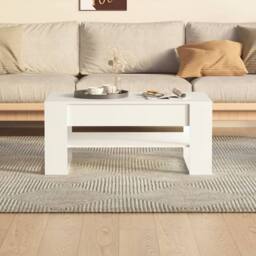 Berkfield Home Decorative Coffee Table White 102x55x45 cm Engineered Wood - Size: 102 x 55 x 45 cm - thumbnail 5