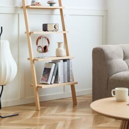 Nordlys Natural Solid Wood Wall Ladder Shelf in Light Brown - thumbnail 8