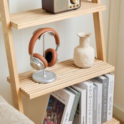 Nordlys Natural Solid Wood Wall Ladder Shelf in Light Brown - thumbnail 7