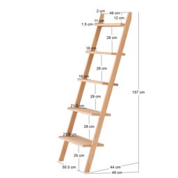 Nordlys Natural Solid Wood Wall Ladder Shelf in Light Brown - thumbnail 5