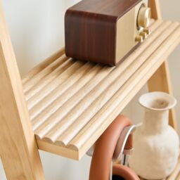 Nordlys Natural Solid Wood Wall Ladder Shelf in Light Brown - thumbnail 4