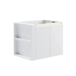 FORGEVIO White Wall Mounted Bathroom Vanity Unit with LED Light Storage Doors - thumbnail 5