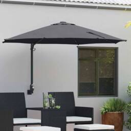 Berkfield Home Traditional Wall-mounted Garden Parasol with LEDs Antracite 248 cm in Dark Grey - thumbnail 2