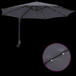 Berkfield Home Traditional Wall-mounted Garden Parasol with LEDs Antracite 248 cm in Dark Grey - thumbnail 9