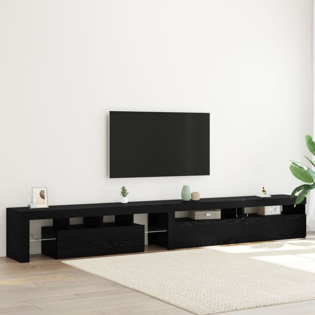 Berkfield Home TV Cabinets 3 pcs with LED Lights Black Oak Engineered Wood - image 1