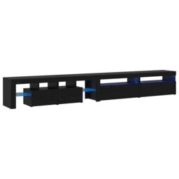 Berkfield Home TV Cabinets 3 pcs with LED Lights Black Oak Engineered Wood - thumbnail 2