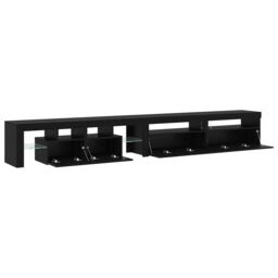 Berkfield Home TV Cabinets 3 pcs with LED Lights Black Oak Engineered Wood - thumbnail 5